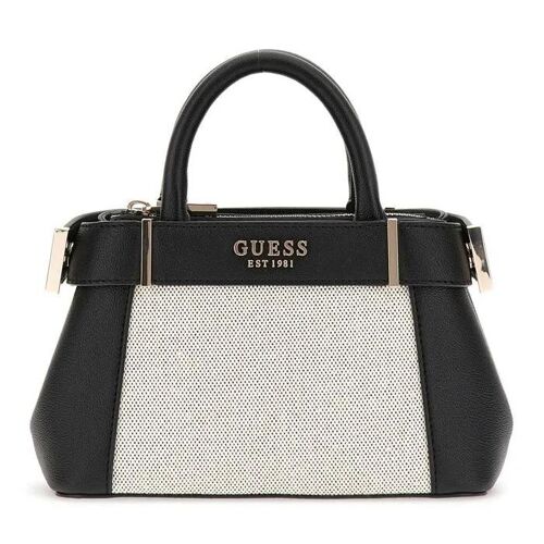 GUESS Sac à épaule bandoulière crème noir pour femme - Andela Mini Satchel Bag Natural / Black 300562