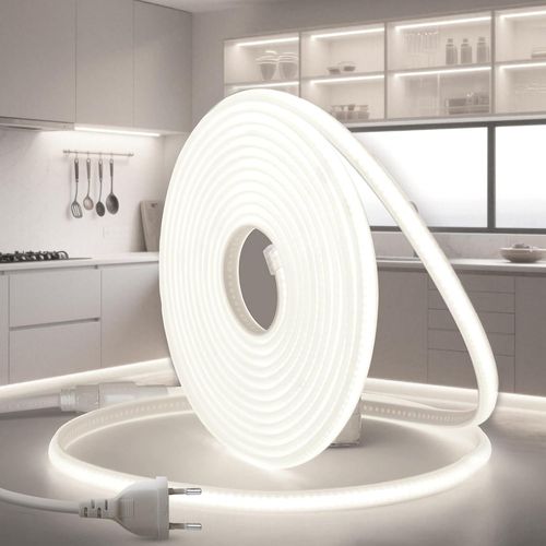 Ruban Led Cob 5m 220v Blanc Froid 6000k Exterieur Bande Imperméable Etanche Ip65 320leds/M Flexible Recoupable Néon Ruban Led Pour Intérieur Et Extérieur Cuisine Chambre Maison Esc[Rub9223960]