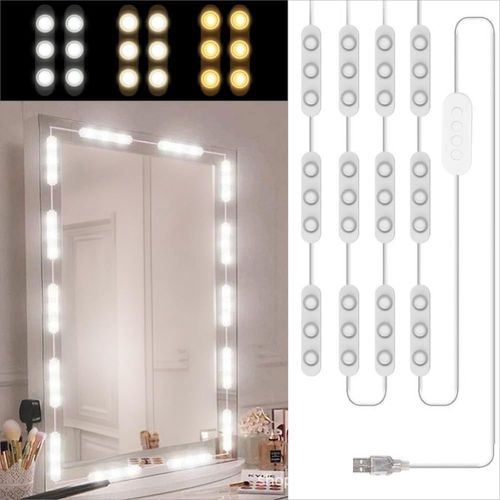 Eryi-5m Lumière Miroir Coiffeuse Avec 60 Led, 3 Couleurs Dimmable Lumière De Miroir, Lampe Coiffeuse Maquillage, 10 Niveaux De Luminosité, Lampes De Maquillage Pour Miroir De Maquillage Coiffeuse