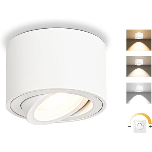 Ulteronixshop-Dimmable Led Spot En Saillie Orientable, 5w Spots De Plafond, Ø80x50mm 3000k/4000k/6500k Rotation À 30° Spot Salle De Bain, Aluminium Rond Blanc Plafonnier Spot Led Orientable, 1 Pièce