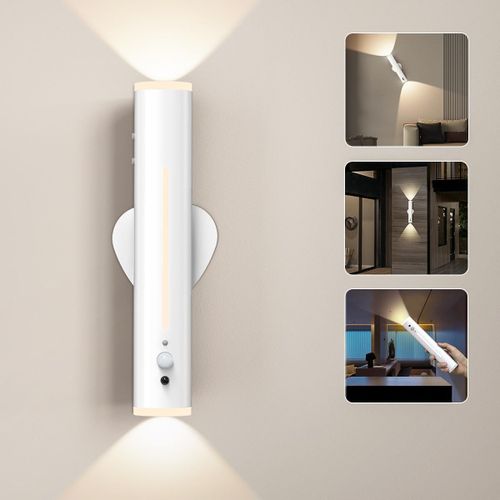 Lampe Led Murale Sans Fil Rechargeable, 2 Psc Applique Murale Detecteur De Mouvement Intérieure Exterieur, Métal Magnétique Télécommande, Lumiere Pile Pour Chevet, Chambre, Salon, Couloir