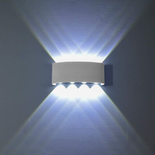 Lampe Murale LED 8w Appliques Murales Interieur Imperméable Moderne Aluminium Lampe de Nuit Applique Murale pour Chambre Maison Couloir Salon Escalier (WH-Blanc Froid)