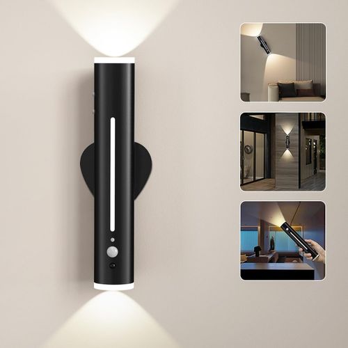 Lampe Led Murale Sans Fil Rechargeable, 2 Psc Applique Murale Detecteur De Mouvement Intérieure Exterieur, Métal Magnétique Télécommande, Lumiere Pile Pour Chevet, Chambre, Salon, Couloir