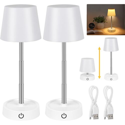 2 Pack Cordless Led Bedside Lamp Touch Dimmable Height Adjustable Small Table Lamp Battery Portable Night Light For Camping Bedroom Living Room