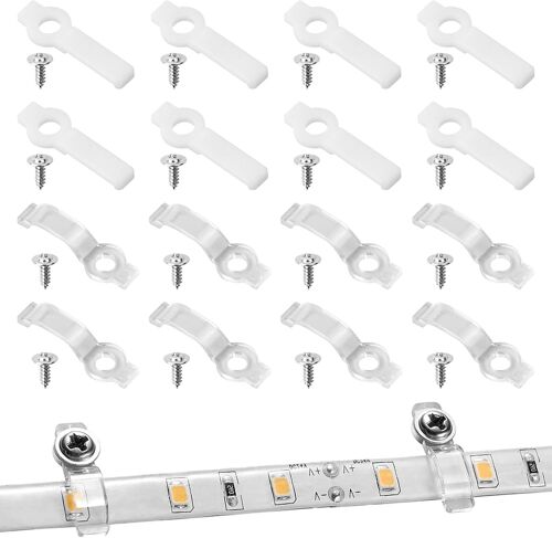 200 Pièces Support Montage Lumière Bande, Clips De Bande Lumineuse, Fixation Ruban Led D'un Côté, Light Strip Clips Avec 200 Pcs Vis, Pour 8/10mm Large Bande Lumineuse Led, 2 Types[Rub9225184]