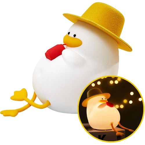Light Veilleuse Led Canard En Vacances - Silicone Souple, 2 Niveaux De Luminosité - Rechargeable Usb-C - Lampe De Chevet Tactile Portable Pour Enfant