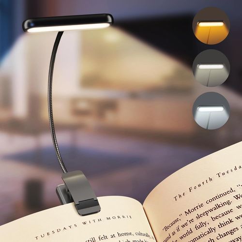 Cheng-Lampe De Lecture Rechargeable Avec Câble De Type-C, Liseuse Lampe Clip [3 Couleurs Et 10 Luminosités] Mini Veilleuse Flexible À Col De Cygne Et À Pince Pour Les Enfants