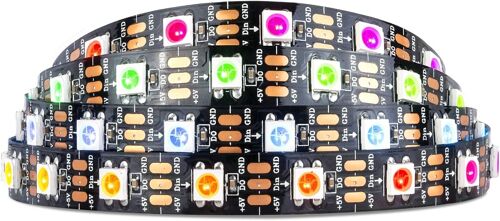 Kalanka-Ws2812b Eco Ruban Led 1m 60 Leds Dc5v Adressables Individuellement Smd5050 Dream Color Bande Lumineuse Fils En Alliage Ip30 Non Étanche Pcb Noir Pour Projets De Bricolage Intérieur(Ws2812e)