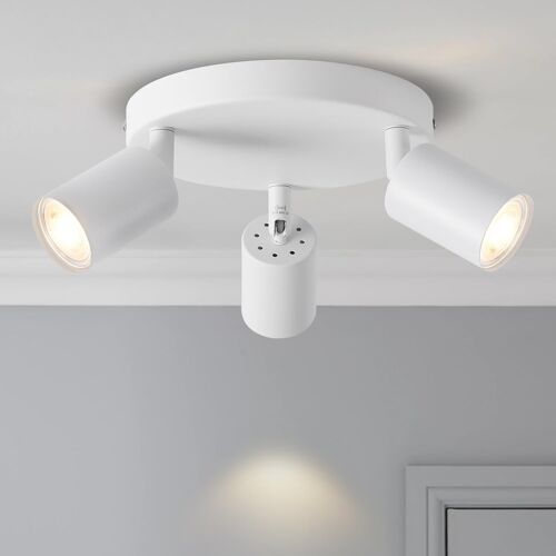 Projecteurs Led Intérieurs De Plafond Réglables Avec 3 Spots Led En Métal Blanc-Design Moderne Et Polyvalent Pour Les Chambres Et Les Salons (Sans Ampoules) Eus-Ea190811-10-03cw-1u