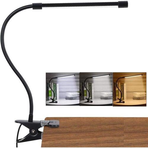 Kalanka-Led Lampe De Bureau À Pince, Usb Alimenté Flexible Lampe De Lecture À Pince Pliable Réglable Lumière Douce Protection Des Yeux Avec 3 Modes D¿Éclairage &10 Niveaux De Luminosité, 7 Watt (Noir
