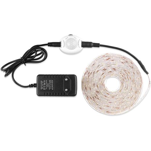 2m Blanc Chaud Veilleuse Led, Ruban De Led Flexible Avec Détecteur De Mouvement Pir - Kit Complet Avec Transformateur Dc 12v, Ip65 Étanche Pour Lit D'enfant, Couloir, Cuisine