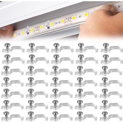 Kalanka-35pcs Clip De Fixation Ruban Led, Attache Ruban Led 10mm Pour Supports De Fixation Clips Bande Led 10mm Wide Waterproof - Livré Avec 35 Pièces De Vis
