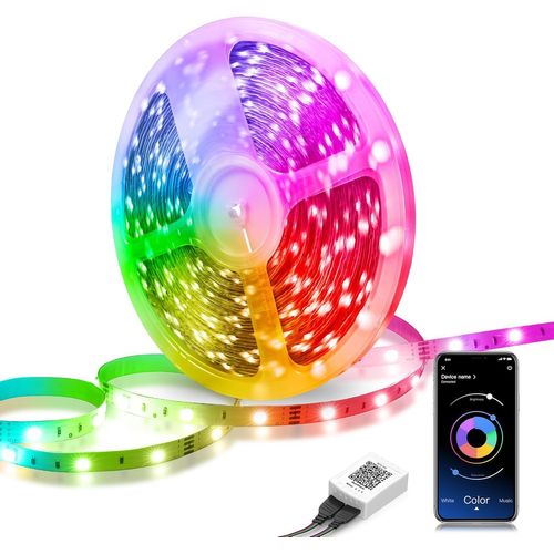 Ruban Led 15m(1x15m) Led Chambre Multicolore Bande Led Avec Télécommande À 44 Touches, Synchroniser Avec La Musique, Contrôlé Par App Bluetooth, Led Ruban Pour Maison Décoration, Fête
