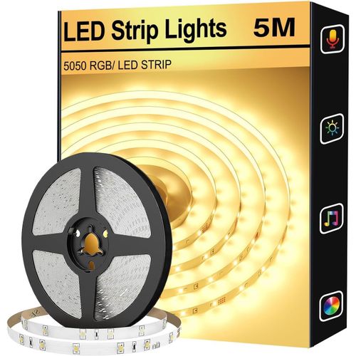 Ruban Led Bande Lumineuse Led De Couleur Chaude 3200k,Luminosité Réglable,Cri90 + Adaptée A La Décoration De La Maison,De La Cuisine,Du Miroir (5m)