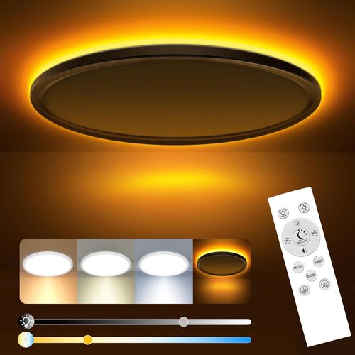 Plafonnier Led Dimmable, Lampe De Plafond 24w 2800lm Avec Télécommande, 1800k Veilleuse De Couleur Chaude, 3000k-6500k Luminaire Plafonnier Rond Pour Salon, Chambres D'enfantsø30cm-Blanc