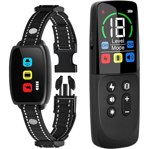 Collier De Dressage Pour Chien, Couleur Lcd, Collier Électrique Avec Télécommande, 3 Modes De Dressage, Collier De Dressage Étanche Ip67 Pour Chiens, Convient À 8-120lbs