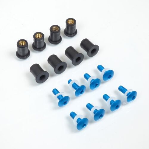 Kit Visserie Bulle Pare Brise One 8 Vis Bleu 8 Écrou Emporté Scooter Pour Moto Neuf