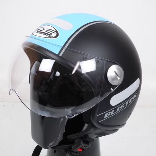 Casque Jet Rc Helmets Pour Deux Roues Rc Helmets Taille Xl 61cm / Blister Noir Bleu Neuf En Destockage