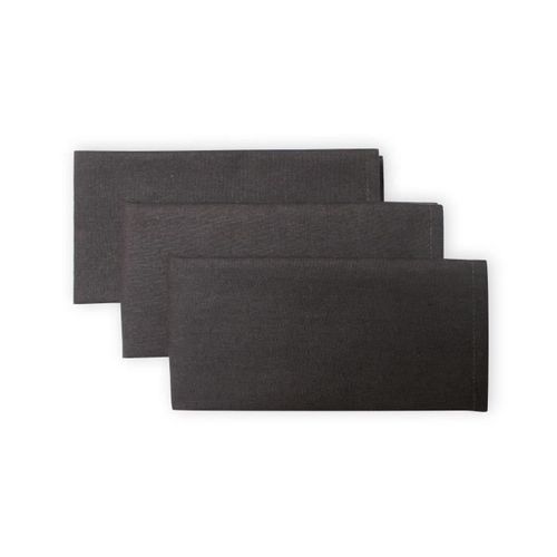 Lot De 3 Serviettes En Coton 45x45 Cm Panama Anthracite, Par Soleil D'ocre