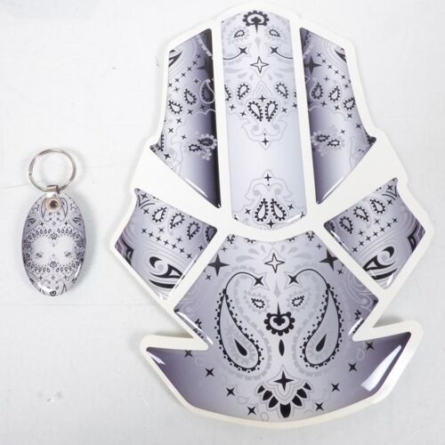 Protection De Réservoir Bandana Silver Adhésive Pour Moto Grise Avec Porte Clé Neuve