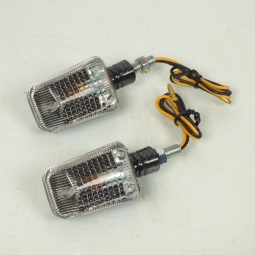 Paire De Clignotant Rectangulaire Ampoule Bras Court Carbone 12v 10w Pour Moto