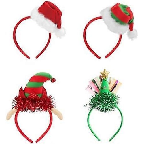 4pcs Bandeau De Noël Père Noël Chapeau Bandeau Arbre De Noël Bandeau Chapeau Elfe Bandeau Pour Enfants Adultes Cosplay Noël Fête Faveurs Accessoires