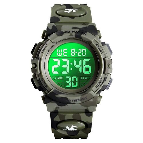 Montre Numérique Pour Enfants,Sports Numériques 50m Étanche Led Montres Réveil Montre-Bracelet Lumineuse