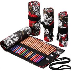 Étui À Crayons De Couleur,Porte-Crayons D'emballage En Toile Portable,Crayons De Couleur,Porte-Organisateur