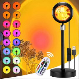 Lampe de coucher de soleil,lumière de projecteur de décoration intérieure avec 16 couleurs 4 modes,lampe à changement de couleur projet de lumière du soleil