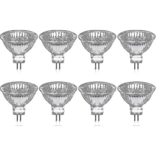 Paquet De 8 Ampoules Halogènes Gu5.3 Mr16 35w 12v Dimmable Blanc Chaud 2800k,400 Lumens Couvercle En Verre