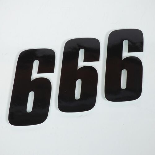 Lot De 3 Sticker Autocollant Numéro De Course Six 6 Noir Blackbird 100x50 Pour Moto