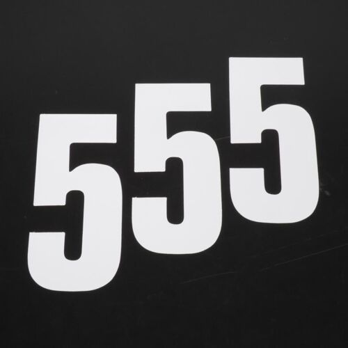 Autocollant Lot Stickers Numéro Course Chiffre Cinq 5 Blanc 160x75mm Pour Motocross