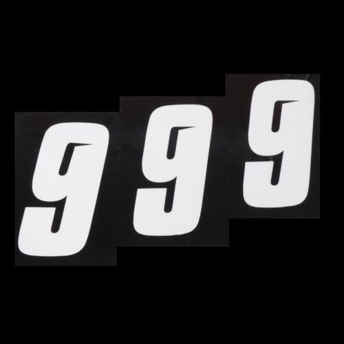 3 Sticker Autocollant Numéro De Course Chiffre 9 Blanc Blackbird 10x5 Pour Motocross