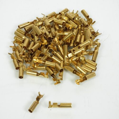 100 Cosse Ronde Fiche Électrique Cylindrique Femelle Non Isolée Laiton 4mm Pour Moto