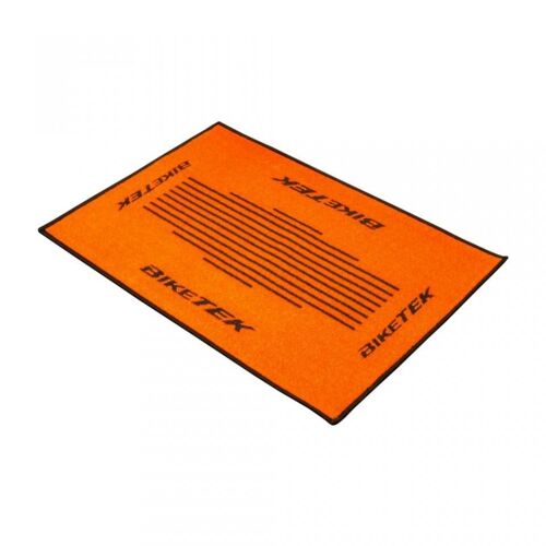 Tapis Paillasson Biketek Orange Noir Pour Moto Paddock Atelier Maison Garage Fim Neuf