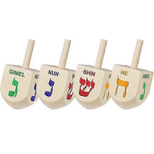 Lot de 10 toupies en bois pour Hanoukka, toupies classiques pour enfants, fournitures et décorations de fête Hanoukka