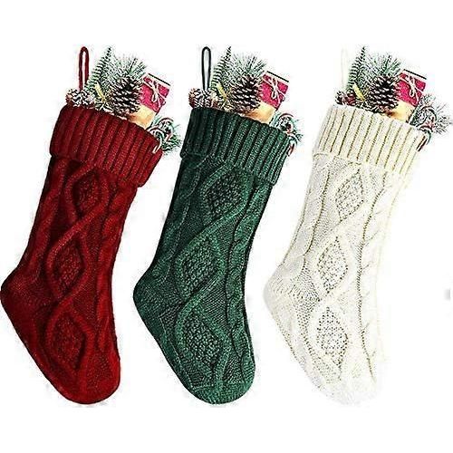 Chaussettes de Noël Décoration Bas de Noël Chaussette de Noël Câble Tricoté Bas Bourgogne Tricot Taille Personnalisé Bas de Noël Cadeau Decoratio
