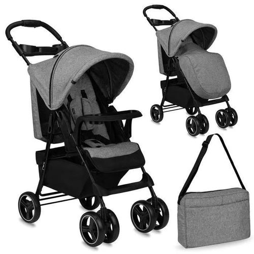 Momi Isla Poussette Bébé Citadine Ultra Compacte ¿ De 0 Mois A 15kg ¿ Kit D'accessoires ¿ Sac ¿ Gris