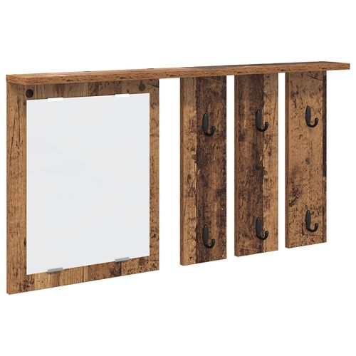 vidaXL Porte-manteau mural avec étagère Montage mural avec miroir Bois ancien 85 x 10 x 45 cm
