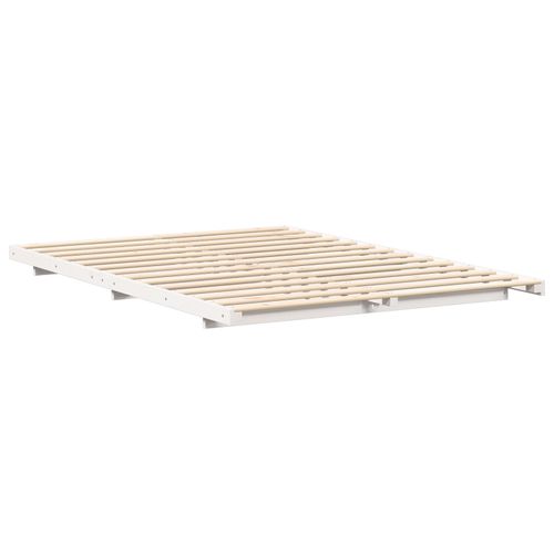 Vidaxl Cadre De Lit Surélevé Blanc 160 X 210 Cm Bois Massif En Pin