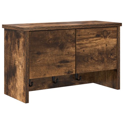 vidaXL Porte-manteau mural avec étagère Montage mural avec stockage avec porte Chêne fumé 50 x 20 x 30 cm