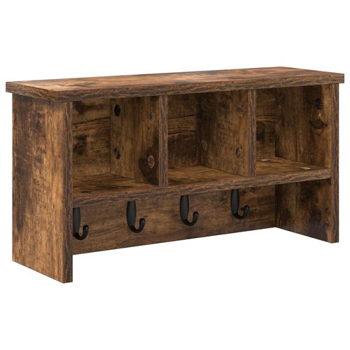 vidaXL Porte-manteau mural avec étagère Montage mural avec stockage Chêne fumé 50 x 16 x 26 cm