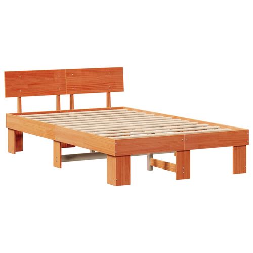 Vidaxl Cadre De Lit Marron Cire 120 X 190 Cm Bois De Pin Massif