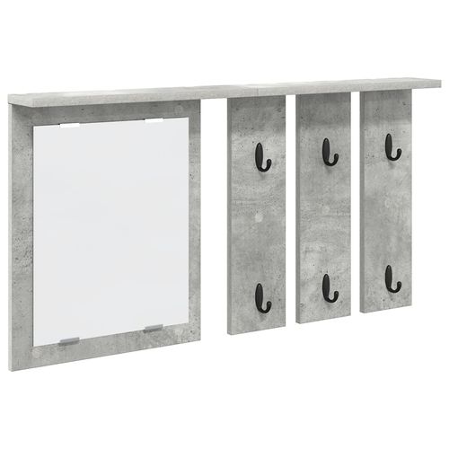 vidaXL Porte-manteau mural avec étagère Montage mural avec miroir Gris béton 85 x 10 x 45 cm