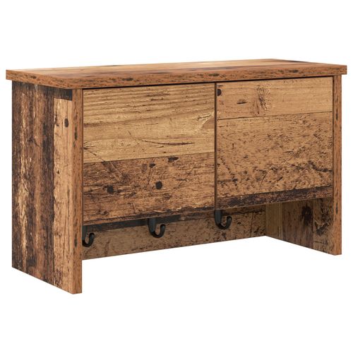 vidaXL Porte-manteau mural avec étagère Montage mural avec stockage avec porte Bois ancien 50 x 20 x 30 cm