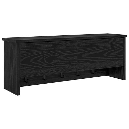 vidaXL Porte-manteau mural avec étagère Montage mural avec stockage avec porte Chêne noir 80 x 20 x 30 cm