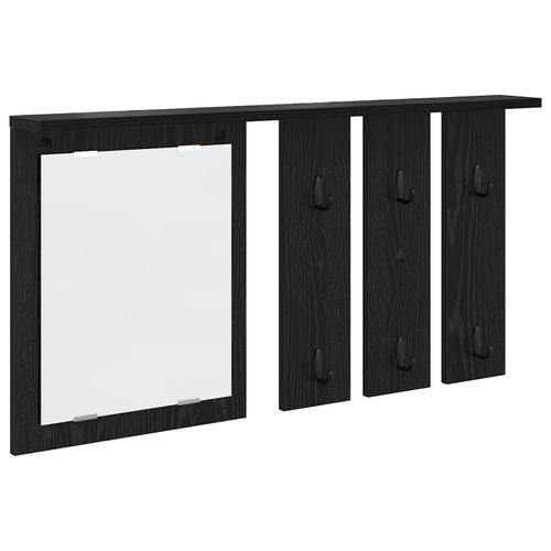 vidaXL Porte-manteau mural avec étagère Montage mural avec miroir Chêne noir 85 x 10 x 45 cm
