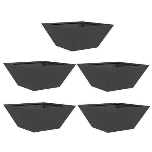 Vidaxl Jardinière En Plastique 5 Pcs Noir 35 X 35 X 15 Cm Acier