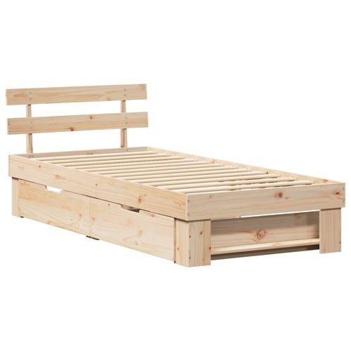 Vidaxl Cadre De Lit Avec Tiroir Marron 75 X 190 Cm Bois De Pin Massif