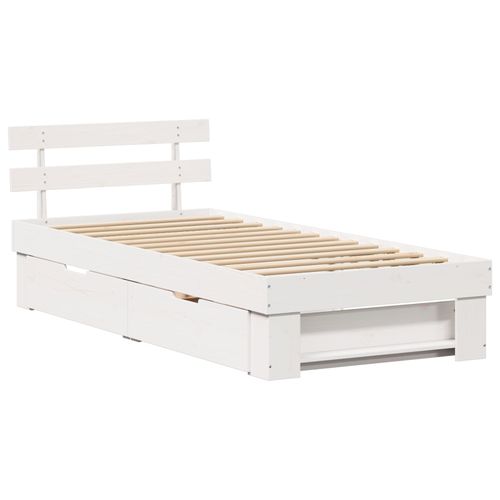 Vidaxl Cadre De Lit Avec Tiroir Blanc 80 X 200 Cm Bois De Pin Massif